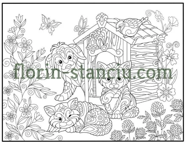Dogs Mandala Animals Coloring Book