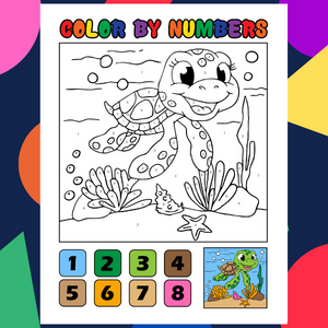 Color by Numbers cute Turtle