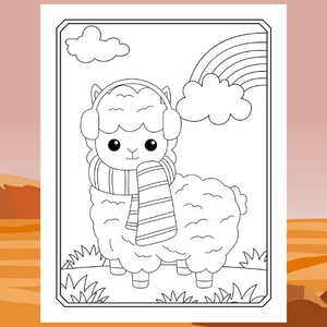 Llama Coloring Book - Rainbow Cute Baby Llama