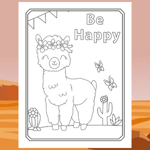 Llama Coloring Book - Be Happy