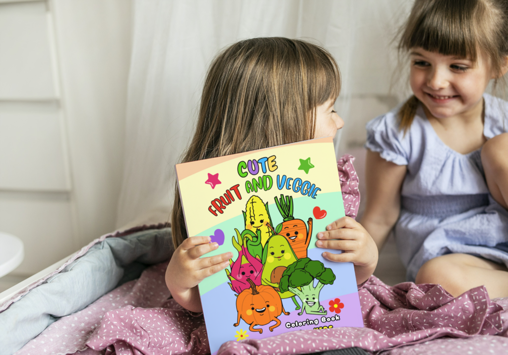 Cute Fruit and Veggie Coloring Book