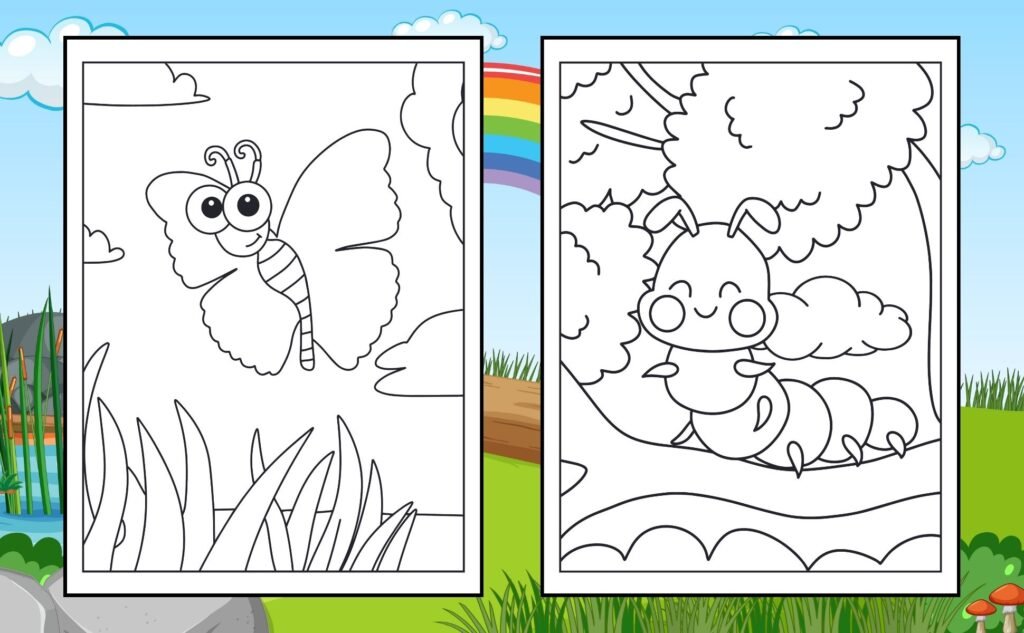 Cute Bugs and Insects Coloring Book for Kids