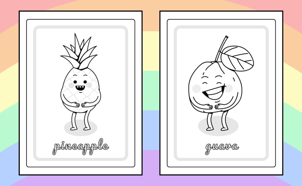 Cute Fruit and Veggie Coloring Book