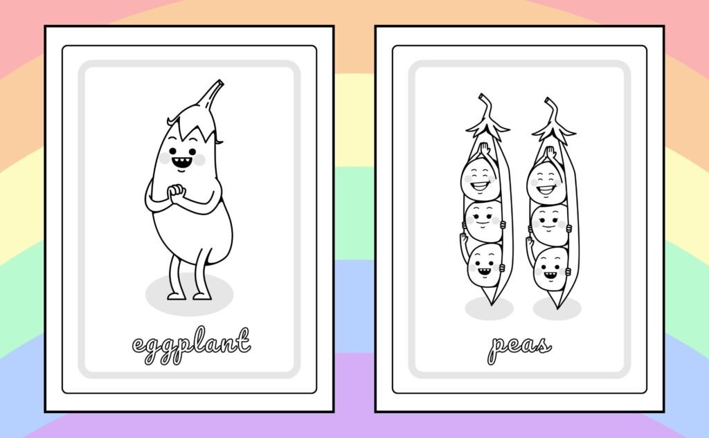 Cute Fruit and Veggie Coloring Book