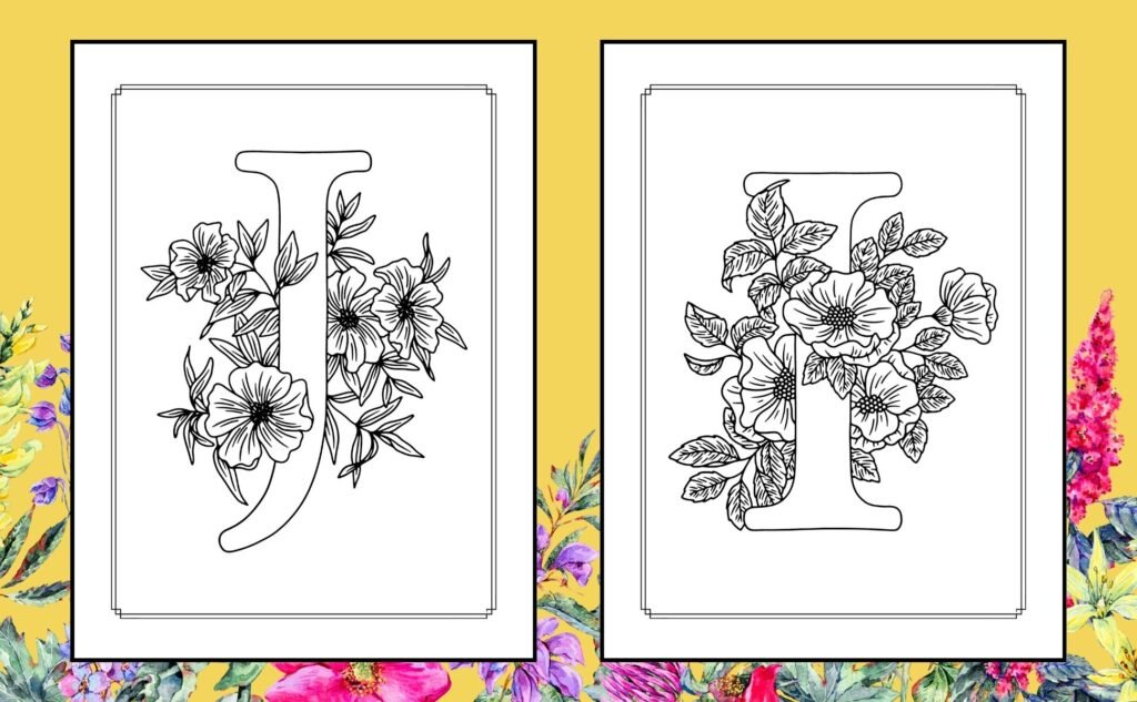 ABC Floral Alphabet Coloring Book for Kids and Adults