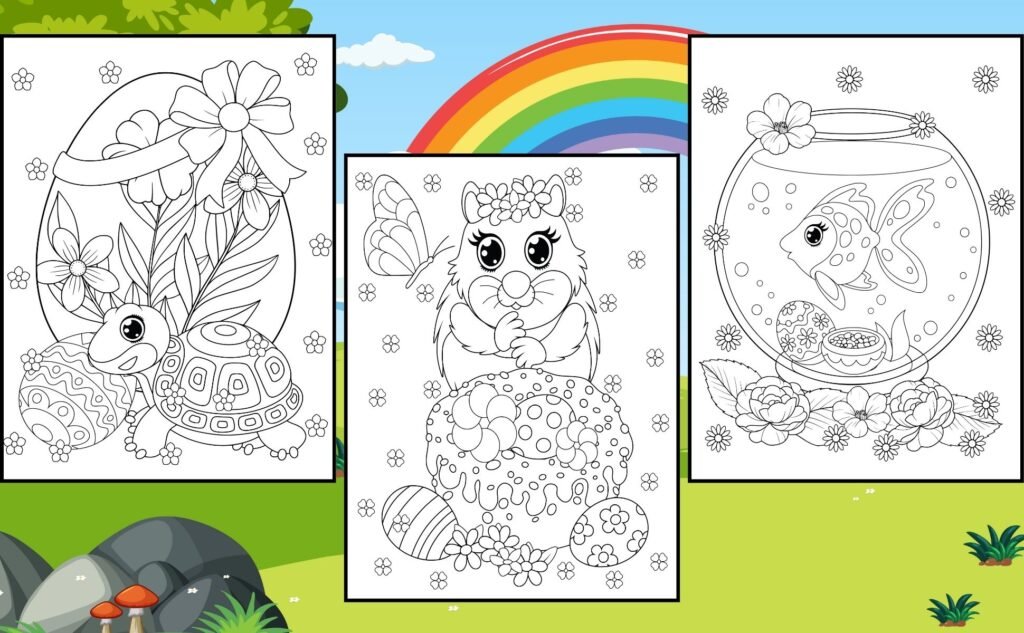 Cute Easter Animals Coloring Book for Kids