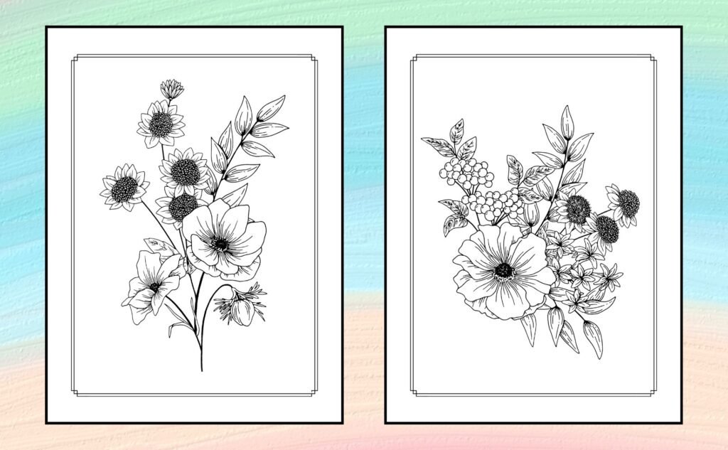 Floral Coloring Book for Adults: 95 Stunning Flower Illustrations for Teens and Adults - An Awesome Coloring Journey for Mindfulness, Anxiety Relief, and Relaxation