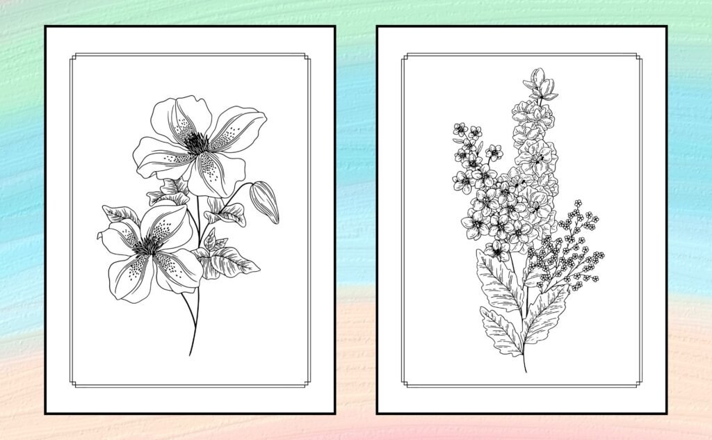 Floral Coloring Book for Adults: 95 Stunning Flower Illustrations for Teens and Adults - An Awesome Coloring Journey for Mindfulness, Anxiety Relief, and Relaxation