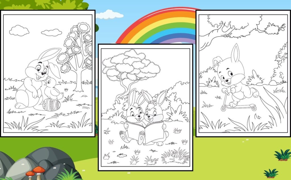 Cute Easter Bunny Coloring Book for Kids: Funny Bunnies in the Spring Forest - Coloring Pages for Kids Ages 4-8, Featuring Easter Eggs, Carrots, Flowers, and Whimsical Adventures!