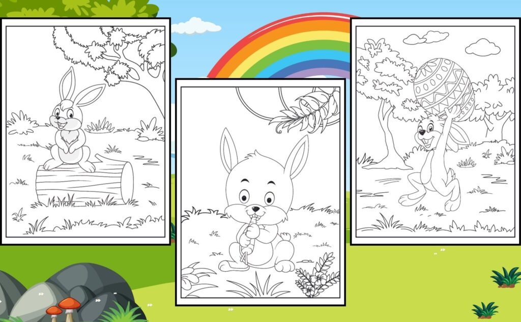 Cute Easter Bunny Coloring Book for Kids: Funny Bunnies in the Spring Forest - Coloring Pages for Kids Ages 4-8, Featuring Easter Eggs, Carrots, Flowers, and Whimsical Adventures!