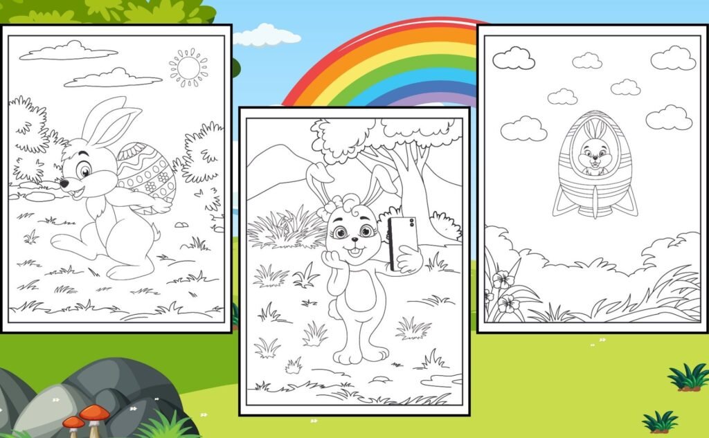 Cute Easter Bunny Coloring Book for Kids: Funny Bunnies in the Spring Forest - Coloring Pages for Kids Ages 4-8, Featuring Easter Eggs, Carrots, Flowers, and Whimsical Adventures!