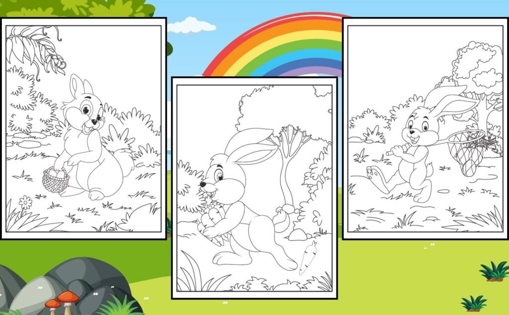 Cute Easter Bunny Coloring Book for Kids: Funny Bunnies in the Spring Forest - Coloring Pages for Kids Ages 4-8, Featuring Easter Eggs, Carrots, Flowers, and Whimsical Adventures!