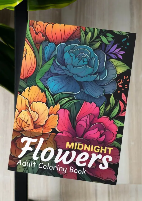 Midnight Flowers Coloring Book for Adults