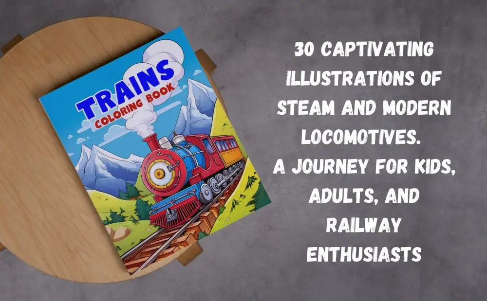 Trains Coloring Book for Kids and Adults