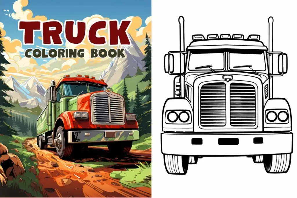 Semi Truck Coloring Book for Kids and Adults