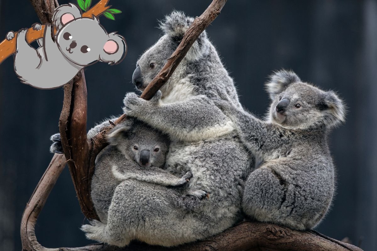 A cute family of Koalas 