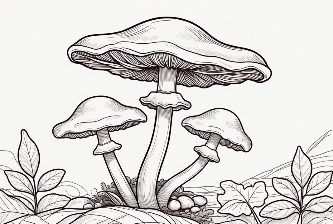 mushroom coloring page for relaxation