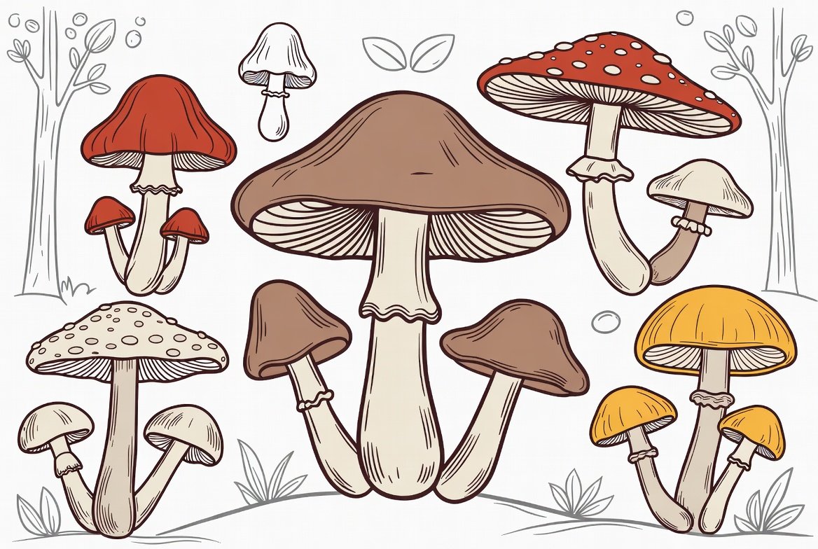 mushroom coloring page